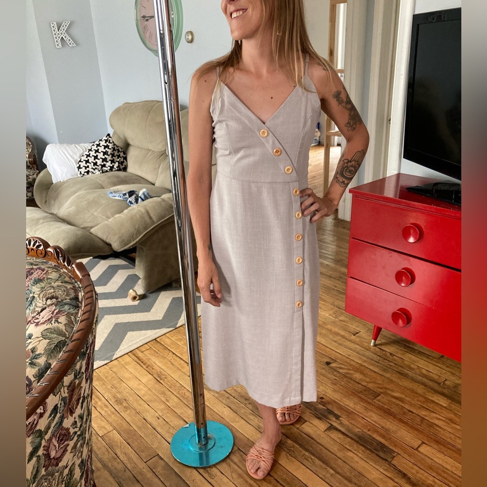 Pink Martini Gray Button-Down Dress
